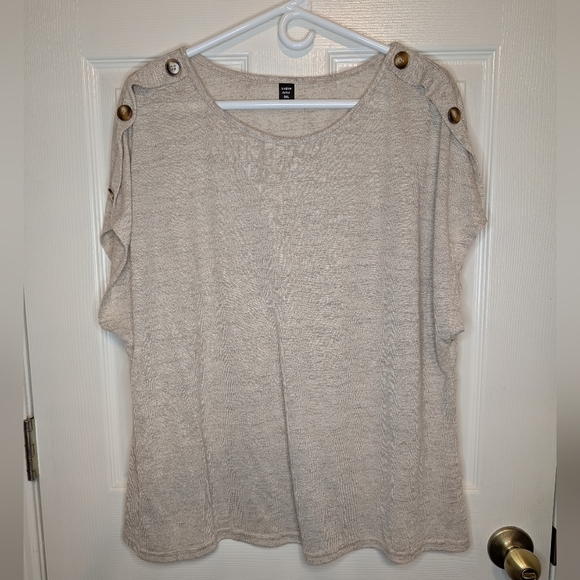 Shein Curve Women's Size 18 (3X) Smoky Tan Batwing Button Detail Blouse - Picture 1 of 4